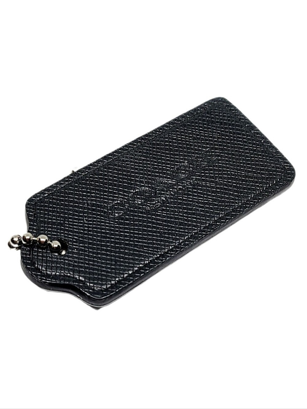 🆕 Coach 2.25" Black Crossgrain Leather Hangtag Bag Fob Charm Keychain RARE - Picture 3 of 5